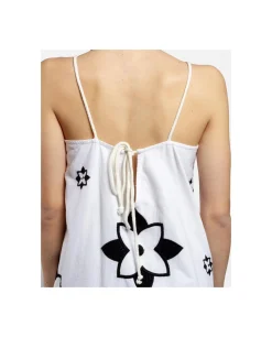 Vestido Bordado Cenefa Algodon Blanco