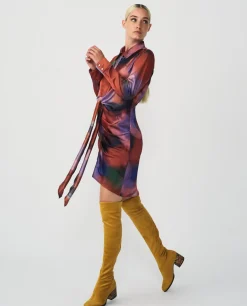 Vestido Camisero Nudo Sedin Estampado Acuarela