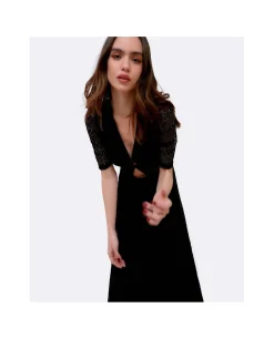 Vestido Escote Aro Punto Negro