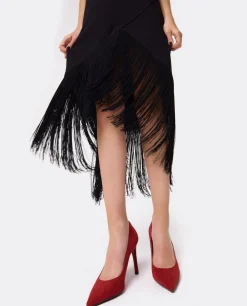 Vestido Flecos Manila Crep Negro