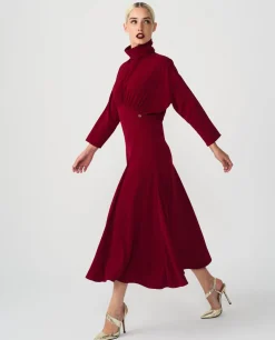 Vestido Largo Evase Crep Rojo