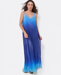 Vestido Largo Tirantes Bambula Azul