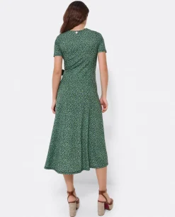 Vestido Manga Corta Nudo Delantero Punto Leopardo