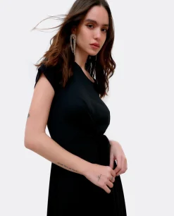 Vestido Manga Corta Nudo Delantero Punto Circular