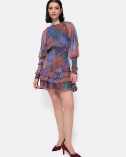 Vestido Maxi Volante Gasa Estampado Acuarela