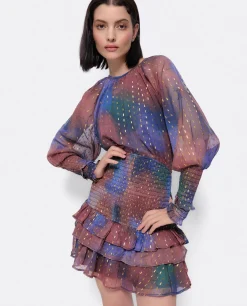 Vestido Maxi Volante Gasa Estampado Acuarela