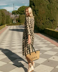 Vestido Midi Botones Crep Beig