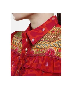 Vestido Mini Canesu Gasa Estampado Jirafa