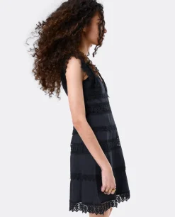 Vestido Mini Encaje Popelin Negro