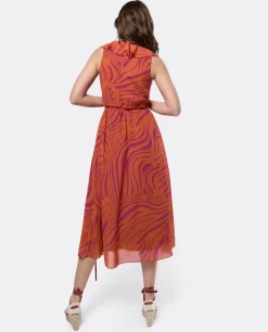 Vestido Tirantes Volante Gasa Naranja