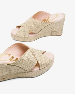 Zueco Tiras Alto Trenzado Oro