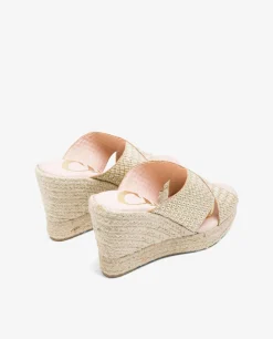 Zueco Tiras Alto Trenzado Oro