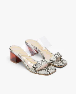 Zueco Vinilo Punta Cudrada Serpiente Beig