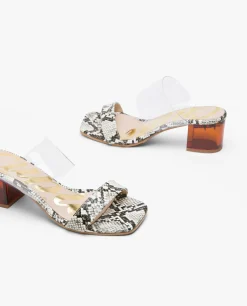 Zueco Vinilo Punta Cudrada Serpiente Beig